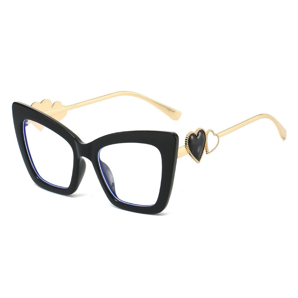 New fashion double heart cat eye large frame sunglasses ins personalized casual versatile outdoor UV protection sunglasses tide