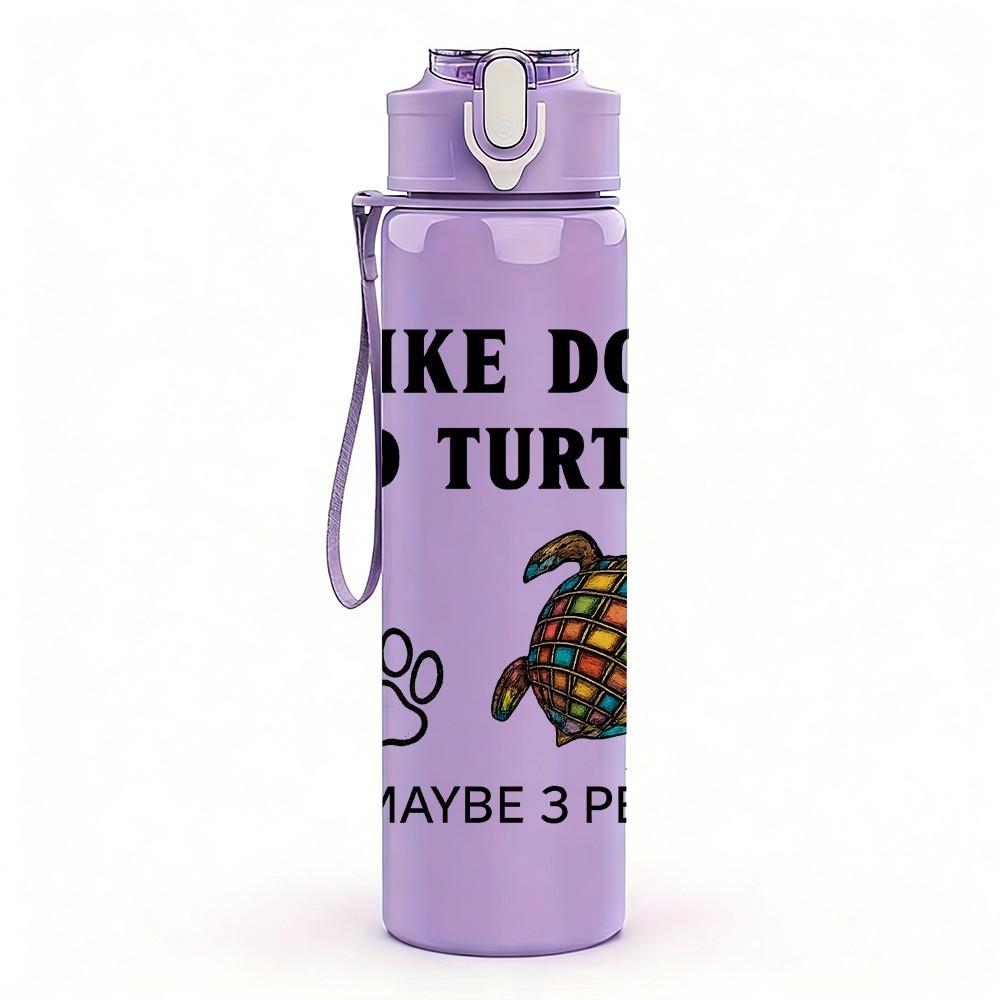 1PC I Like Dogs And Turtles Text 750ml Color Plastic Sports Water Bottle Leakproof Flip Straw Lid Suitable for Sports Office Home Use