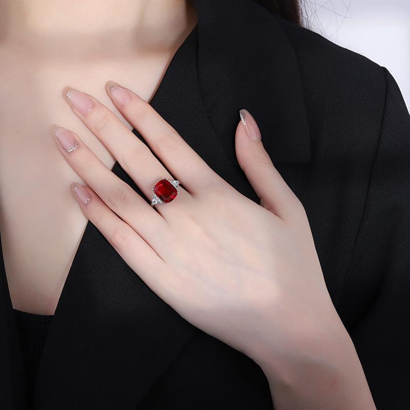 Новое кольцо знаменитости, толстое прямоугольное имитация изумруда, имитация цвета параиба, ювелирное кольцо