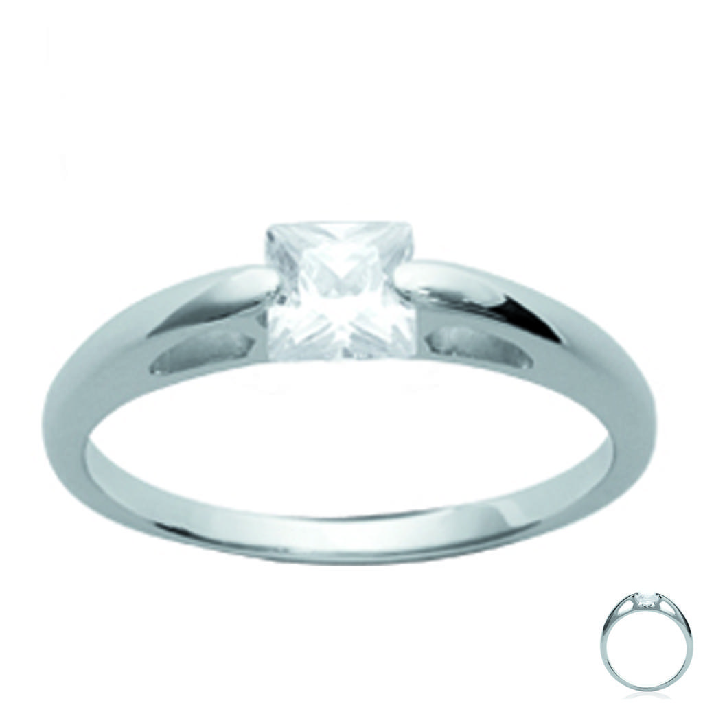 Silver Ring 'Unique' Silvery White (rhodium) - 5x5 Mm