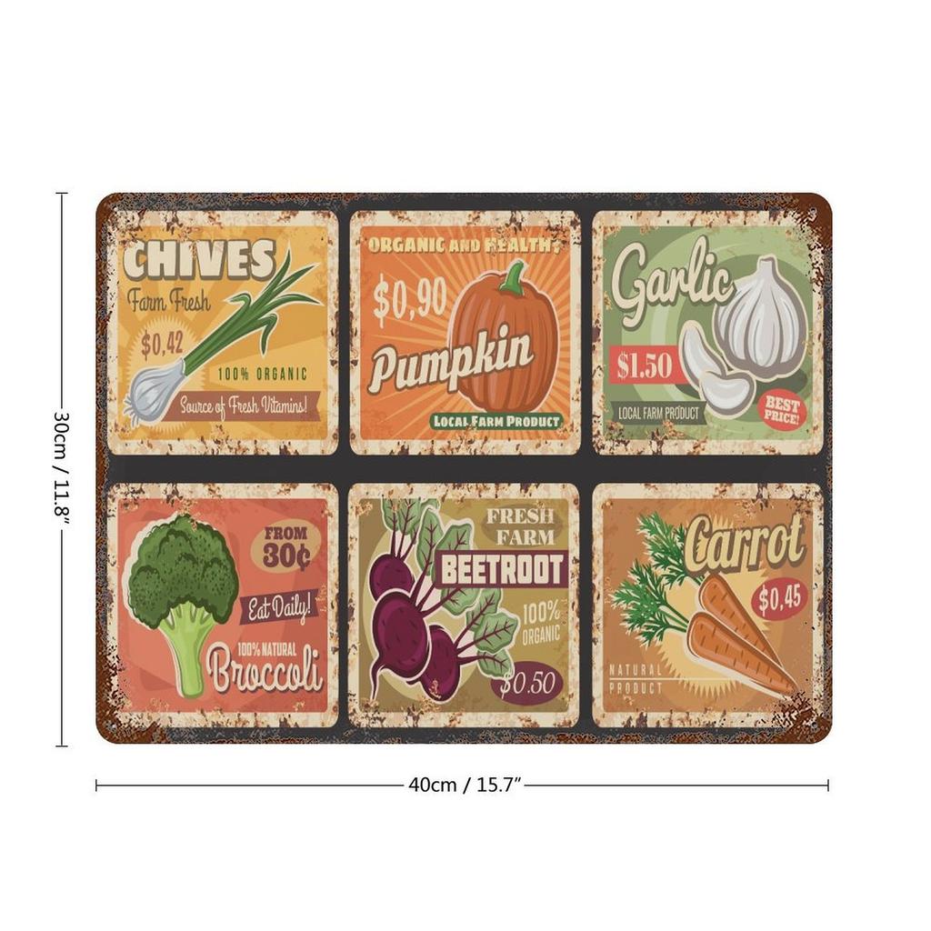 1-Pack Distressed Rustic Wall Plaque Metal, 20×30cm and 30×40cm, Aged Décor for Kitchen, Hallway or Office