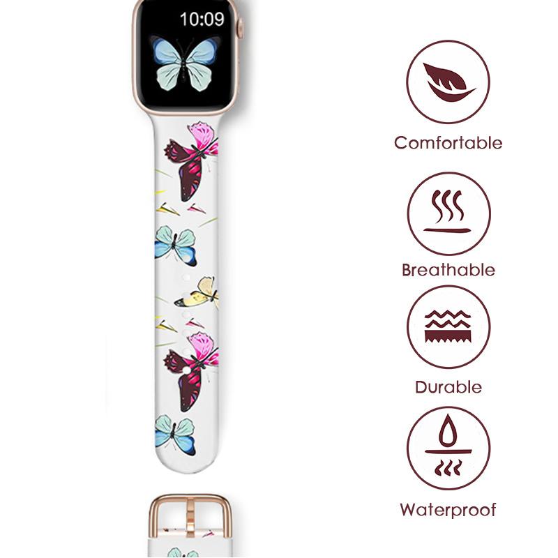 For Apple Watch 10 46mm/Ultra 2/Ultra 49mm/9 8 7 45mm/SE (2023) SE (2022) SE 6 5 4 44mm/3 2 1 42mm Pattern Design Silicone Strap Watch Band