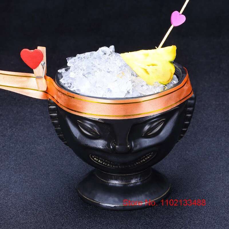 Black Totem Mug Tiki Cocktail Glass Retro American Hawaii Restaurant Bar Ceramics Drinking Cup Personality Pottery Wine Tumbler