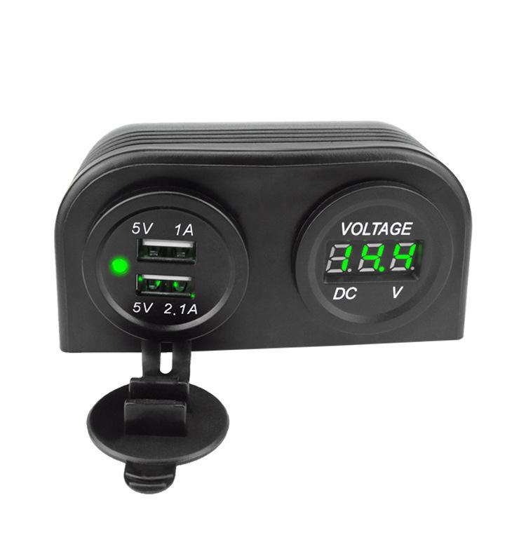 База для палатки с 2 отверстиями, 3,1 А, двойной USB, автомобильное зарядное устройство, светодиодный цифровой вольтметр для мотоцикла, лодки, морского квадроцикла, автофургона