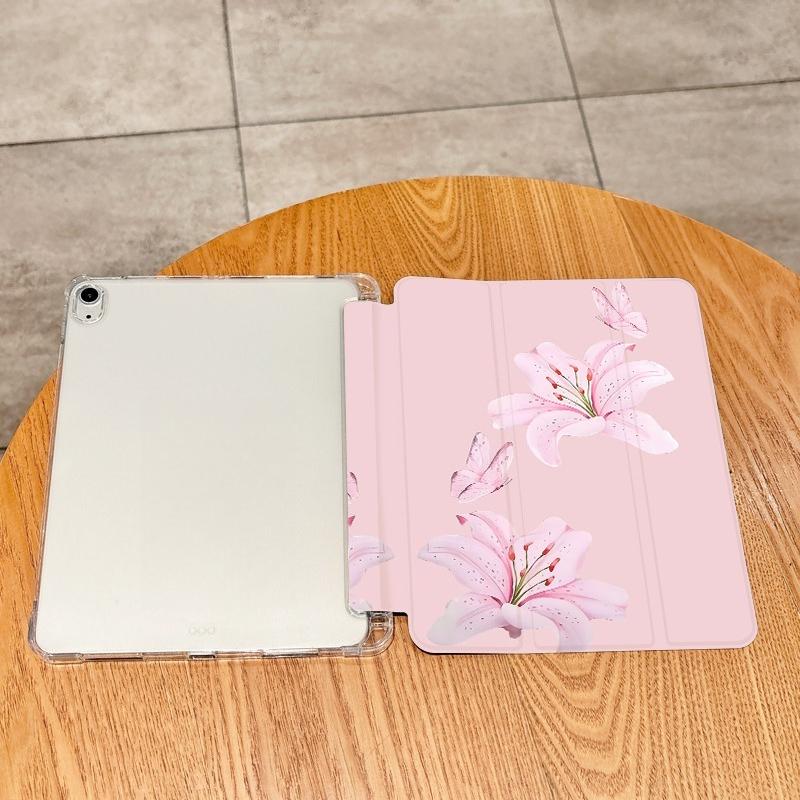 Розовый и элегантный&ароматный чехол-подставка 'Лилия' для IPad Pro 10/11/2020/6-го/7-го /8-го /Air 3-го/Air 4-го/9-го Поколения/Air 5-го Поколения 2022/Air 11