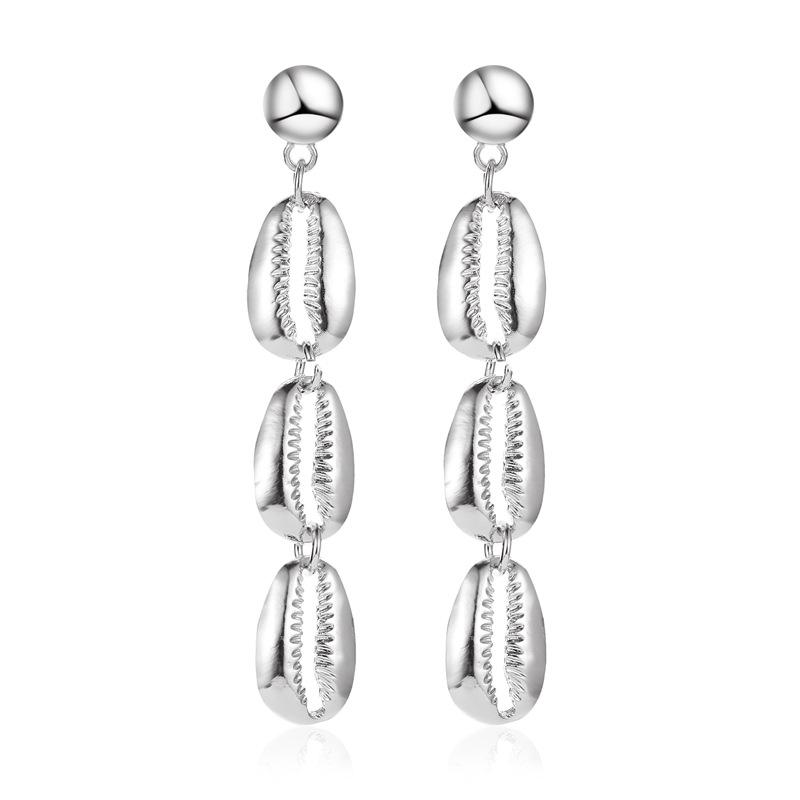 Fashion Simple Metal Wild Earrings Tassel Shell Earrings National Style Personality Earrings ADM