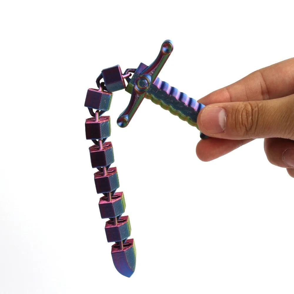 Деформирующийся меч, напечатанный на 3D-принтере, Аксессуары для интерьера, Хлыст, Согнутый, Деформированный, Растянутый, Фиксирующийся, Гибкие мечи, Украшения для дома