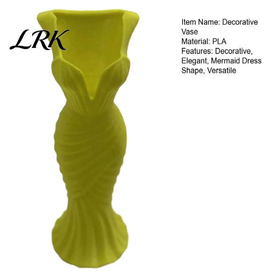 Mermaid Dress Vase Evening Vase, Elegant 3D Printed Plastic Decorative for Home Table Shelf Decor High-end Fashion