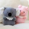 18cm Cartoon Lace Bib Animal Plush Toy Stuffed Pink Pig Koala Penguin Bear Raccoon Companion Friend Gift