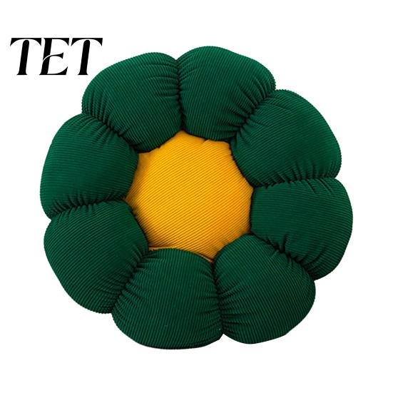 Cute Aesthetic Chair Pad Corduroy Flower Cushion, Shape Floor Decorative Room Decor Throw Pillow for Bed Sofa Couch Sunflower Seat Cushion