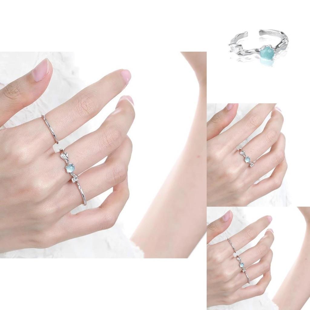 Stylish Open Design Blue Ring For Women With Rhinestone Embellishments For Everyday Wear