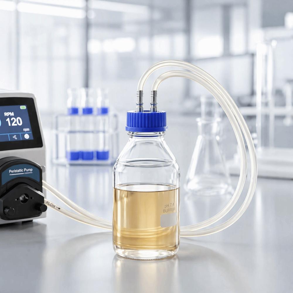 2 Port Design Mobile Phase Filling Cap 8mm Diameter Liquid Filling Cap Laboratory