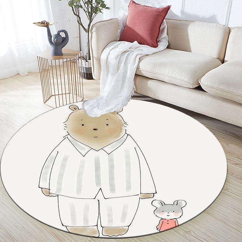 Ernest & Celestine Cartoon pattern round rug,Carpet Rug for Living Room Bedroom Playroom ,Non-slip Floor Mat,Holiday Gifts and Birthday Gifts.