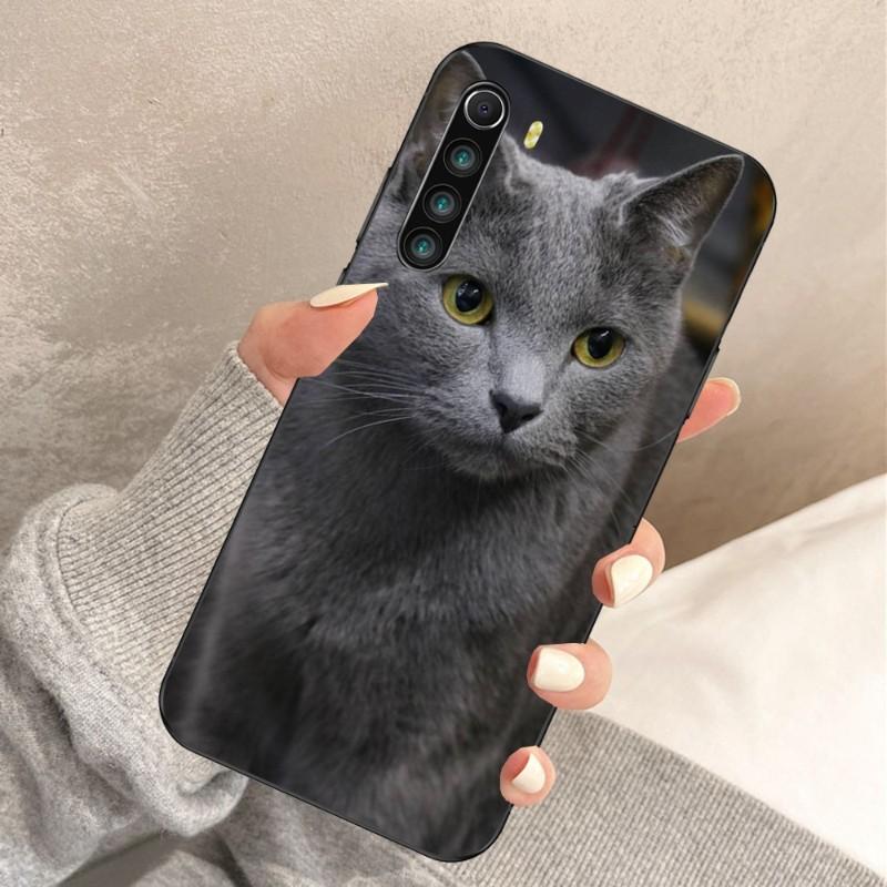 Красивый серый чехол с короткошерстным котом для телефона Xiaomi Redmi Note 11 10 9T 8 7 Pro Redmi 10 9 9A 9C 8 7 6, мягкий черный чехол для телефона