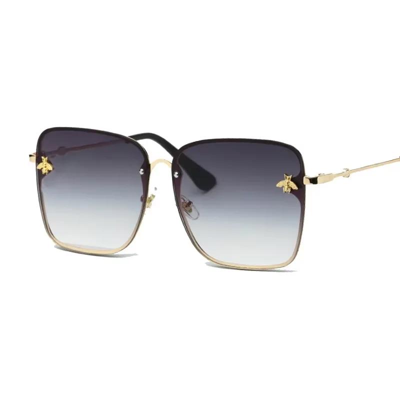 Стильные квадратные солнцезащитные очки с металлической оправой для женщин и мужчин, модные для улицы, зеркальные, черные, дизайнерские солнцезащитные очки
