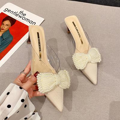 Новые женские трендовые прозрачные туфли на высоком каблуке для женщин с острым носком на каблуке модные туфли-лодочки с бантом на каблуке женские туфли на шпильках