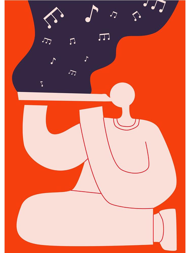 Забавный меломан, холст, живопись, постеры, принты, абстрактная девушка, играющая на гитаре, нота, настенное искусство для современной гостиной, домашний декор
