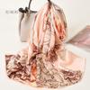 100% Pure Silk Scarf Women Lightweight Floral Print Wrap Shawl Sun Protection All Season Elegant Gift