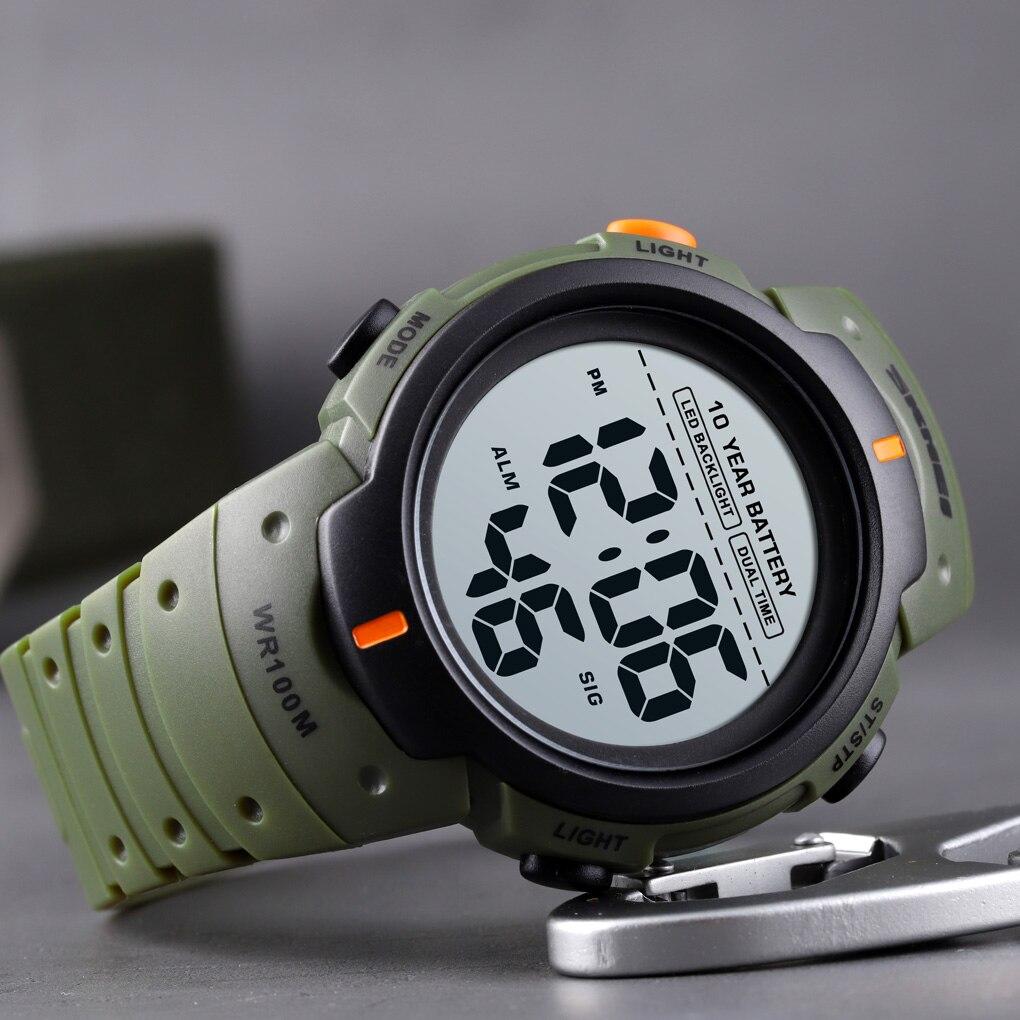 Outdoor Digital Sport Watches Mens Sport Watch 100M Waterproof Led Light Display 10 Year Battery Life Alarm Date Clock