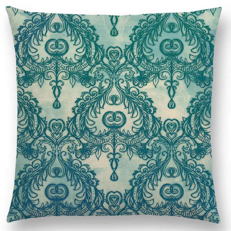New Vivid Art Colorful Flowers Gorgeous Floral Doodle Geometry Mandala Coral Wonderland Pattern Car Cushion Cover Pillow Case