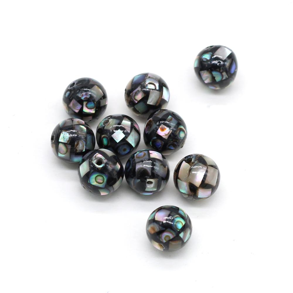 1Pc Natural Abalone Shell Beads with Hole,Handmade Sphere Loose Beads for Jewelry Making DIY Bracelets Necklaces Stud Earrings Accessories Craft