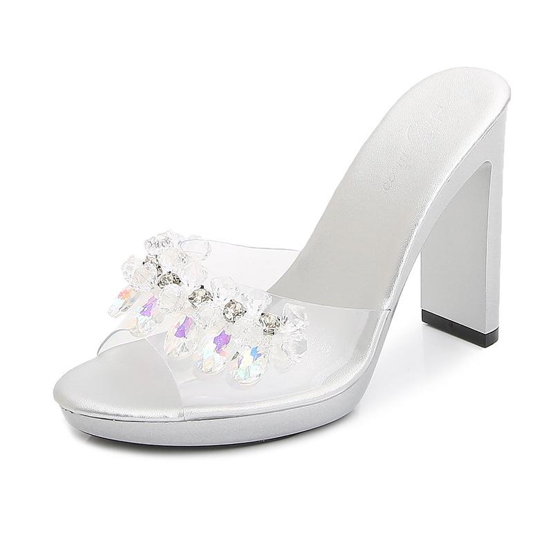 Woman Female Summer Korean Version Catwalk Model Shoes Sexy Black Waterproof Platform High-heeled Sandals 9053 Series 11cm Heel 2cm Platfrom LFD