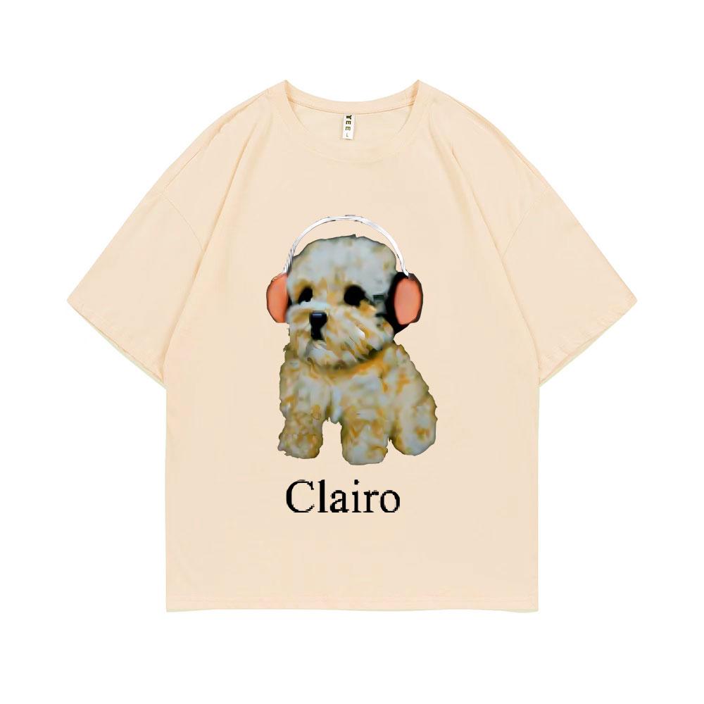 Clairo Собака Щенок Наушники Графический Принт Футболка Летняя Мужская Мода Оверсайз Уличная Одежда Унисекс Женская Милая Кавайная Футболка Топы
