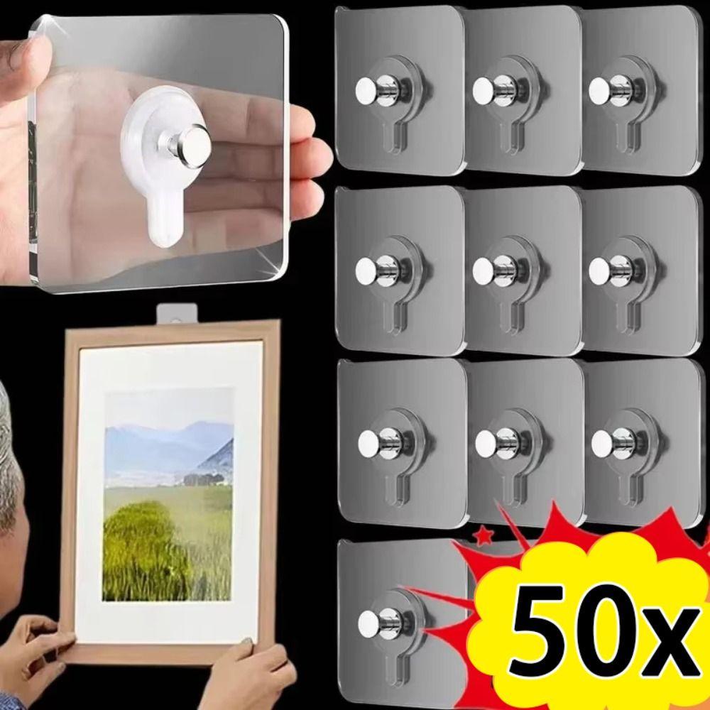 10-50 шт. Прозрачный крючок для фоторамки, без сверления, винтовые крючки для фоторамки, часов