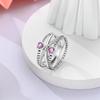 Charms Spring 925 Silver Color Rings Pink Heart Shaped Zircon Cat Rings for Woman Fine Romantic Wedding Engagement Jewelry Gifts