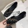 Rimocy, роскошные женские туфли на плоской подошве с жемчугом и кристаллами, летние туфли D'Orsay с мягкой подошвой, женские блестящие блестящие туфли для мам со стразами