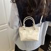225 Spring New Casual Simple Fashion Retro Texture Trendy Solid Color Pendant Shoulder Crossbody Handbag