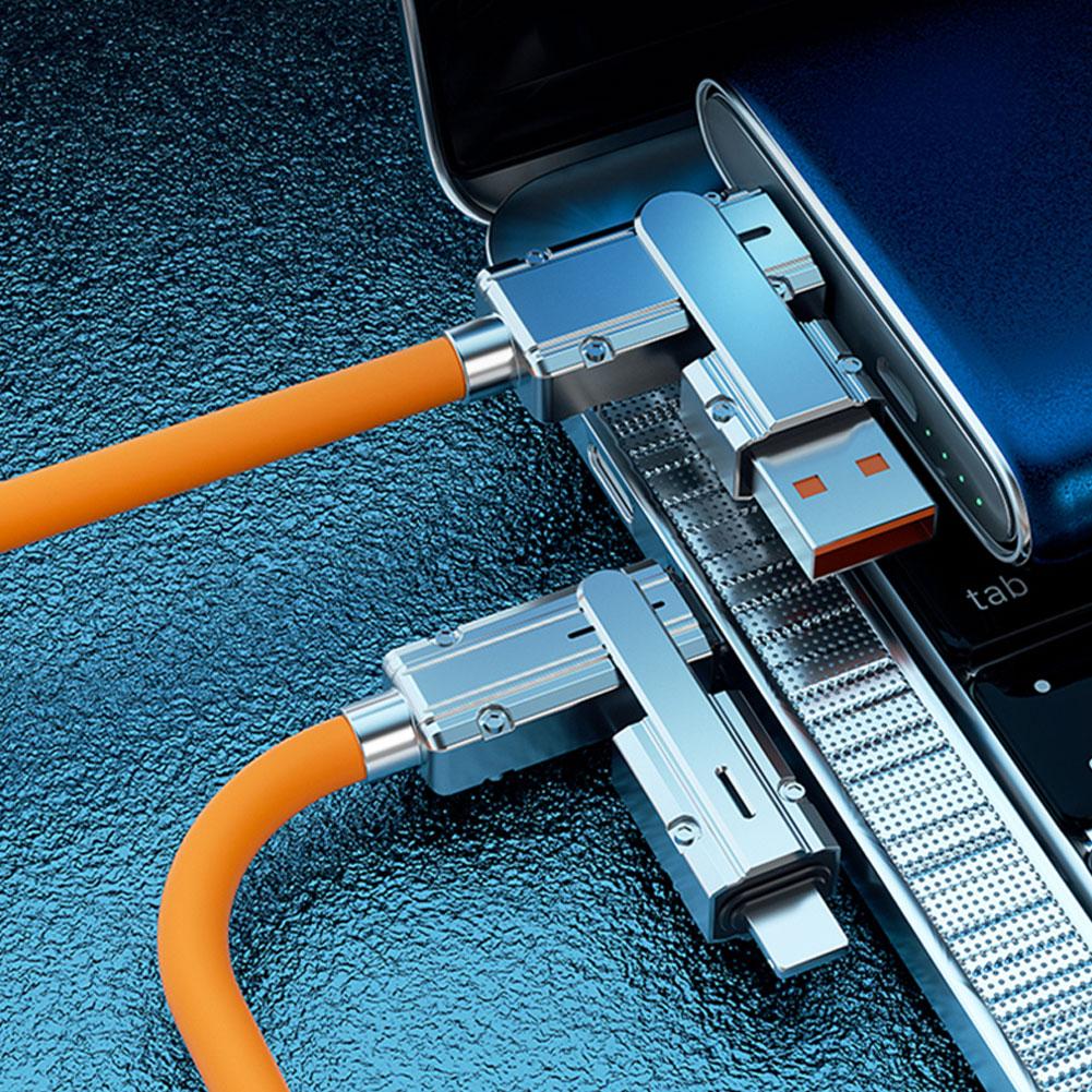 4 в 1 100 Вт кабель для быстрой зарядки USB Type C 480 Мбит/с жидкий для iPhone Data Tran K6O9