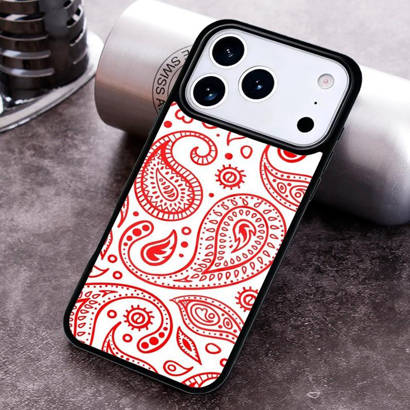 Red Bandana Paisley Phone Case for iPhone 17 16 15 Pro Max Air 14 13 12 11 Plus Shockproof Capa Cover
