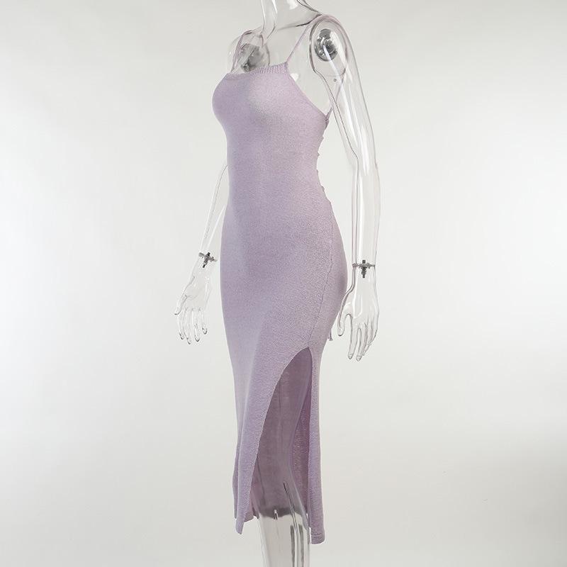 Новое сексуальное европейское и американское весенне-осеннее длинное шерстяное платье с большой открытой спиной, шнуровкой и подвесным ремнем, одна линия шеи, низкий вырез