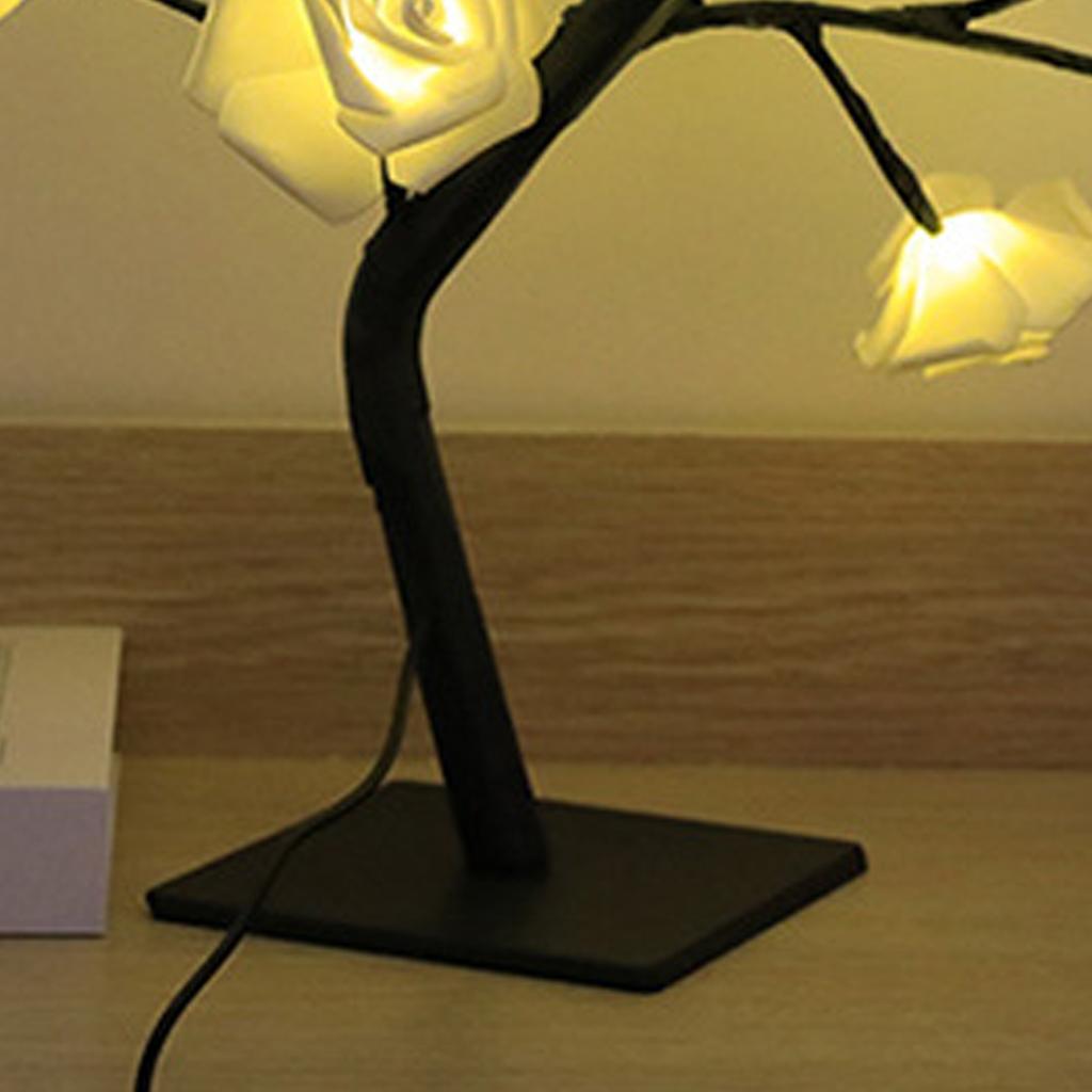 LED Tabletop Bonsai Tree Lamp USB Tree Lamp Christmas Bedroom Decoration Table Night Light White 24