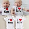 I Love Mama and Papa Print Newborn Baby Romper Jupmsuit Outfit