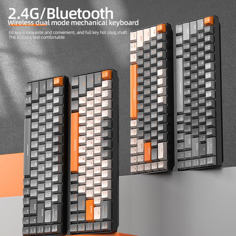 QGeeM 68 Keys RGB Gaming Dual Mode Mechanical Keyboard for Gamer Hot-swap 2.4G/BT5.0 Color Matching Wireless Gaming Keyboards