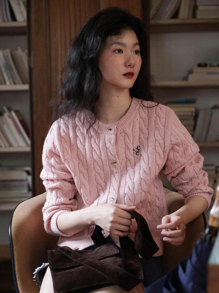 Nicepeople Кардиган с круглым вырезом и косами из австралийской шерсти мериноса