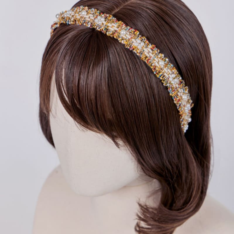 MAIA Твидовая повязка на голову с жемчугом P - Зеленая