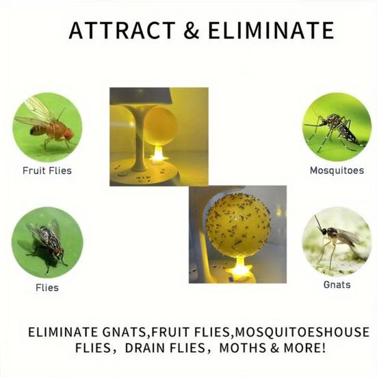 Липкий шарик-ловушка для мух с основанием, светящийся, прочный клей, для использования в помещении и на открытом воздухе, для кухни ресторана, устройство для ловли мелких летающих животных, мошек и плодовых мух