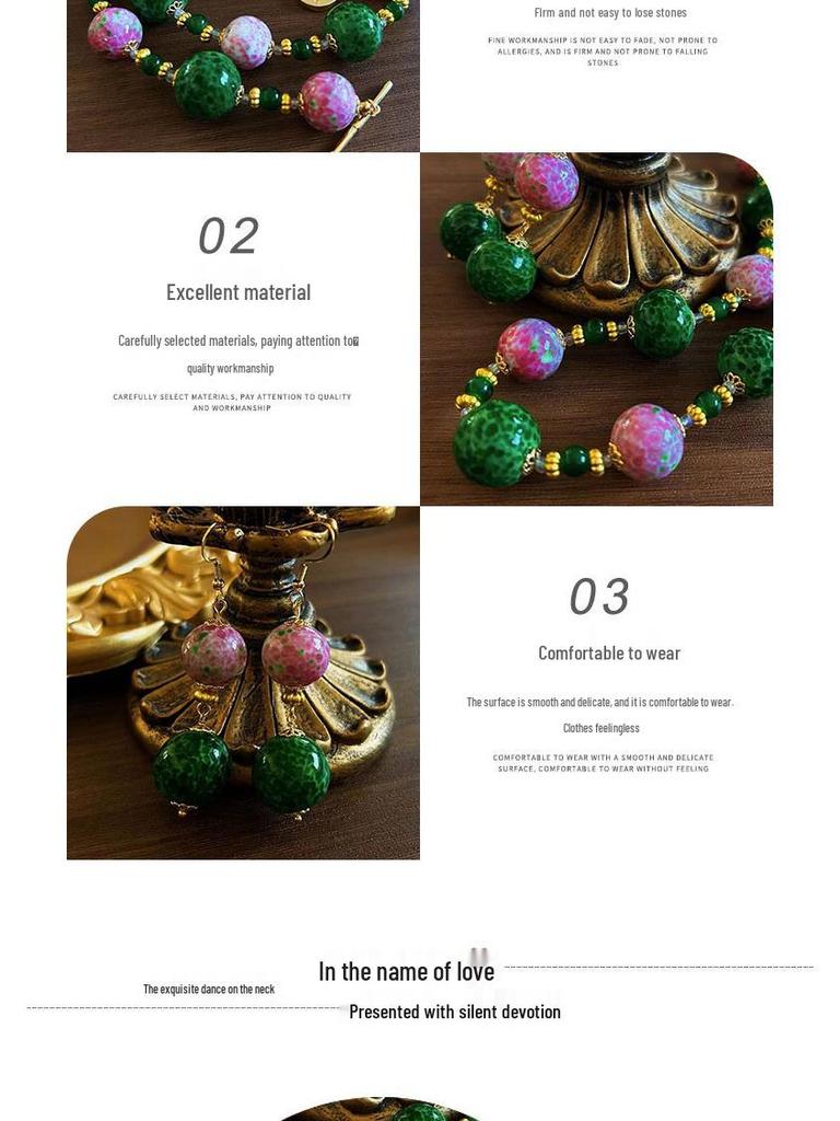 Винтажный набор колье и серег в стиле ретро середины века из розового опалового стекла