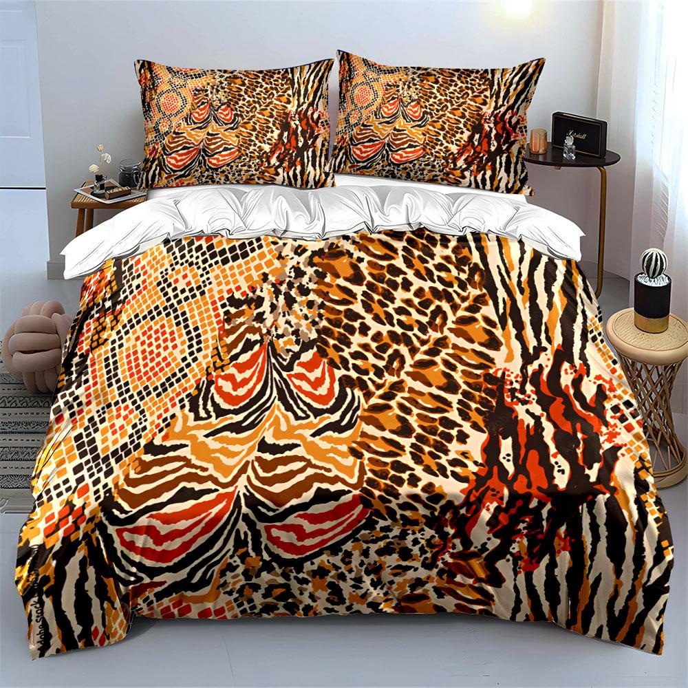 Leopard and Zebra Animal Print Bedding Duvet Cover Set Duvet Cover Pillowcases (1*Duvet Cover 2*Pillowcases, without duvet insert)