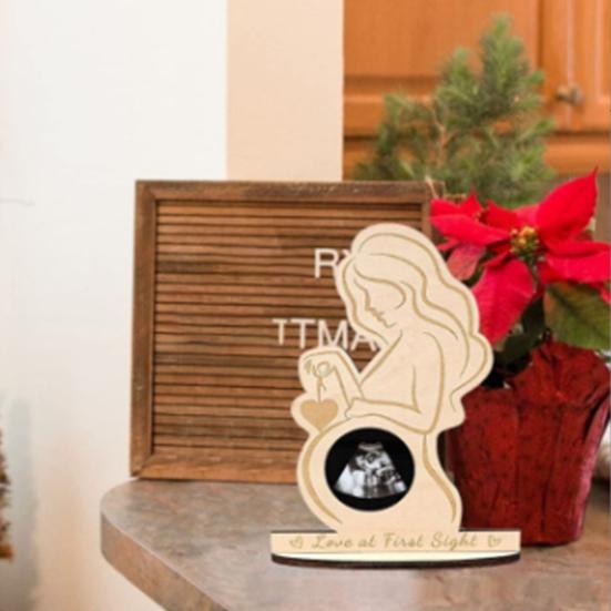 Ultrasound Photo Frame Desktop Decoration Wooden Baby Sonogram Picture Frame Ornament Pregnancy Announcement Expectant Mother