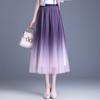 Фиолетовая юбка-плиссе с обеих сторон Женская летняя юбка-маятник из сетки Однотонная длинная юбка A word Женская юбка-драпировка 2024