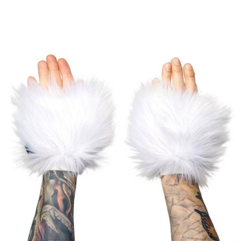 Faux Furs Cuffs Furry Wrist Bands Leg Warmers Wrist Cuffs Warmer Boot Cuffs for Women Party Cosplay Costumes Accessories