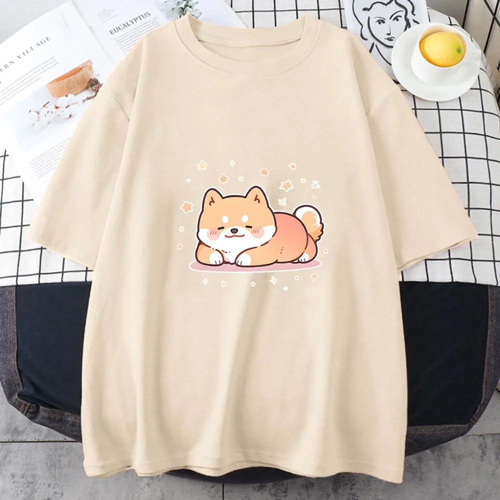 Shiba Inu Dog Print Summer UnisexWomen ONeck Tshirt Casual Short Sleeve Pullover Fashion Streetwear Clothes Novelty TShirt