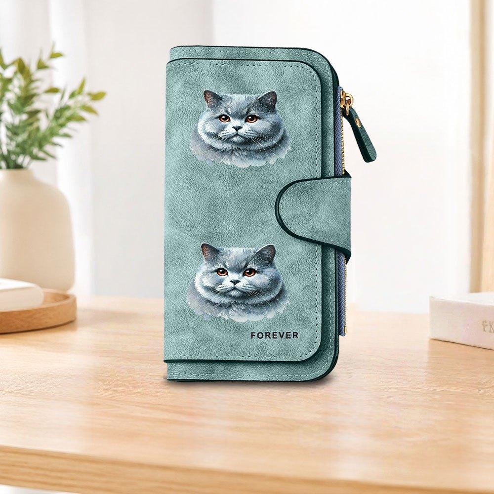Кошка Британская короткошерстная, Кошелек на длинной молнии, Держатель для карт большой емкости, Унисекс клатч-сумка, Модный кошелек-монетница на молнии, Подходит для повседневного использования, A
