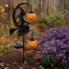 Autumn Home Exterior Decorations Halloween Solar Garden Stake Light, Witch Pumpkin Moon Lantern, Stakes IP44 Waterproof Metal Outdoor Decor