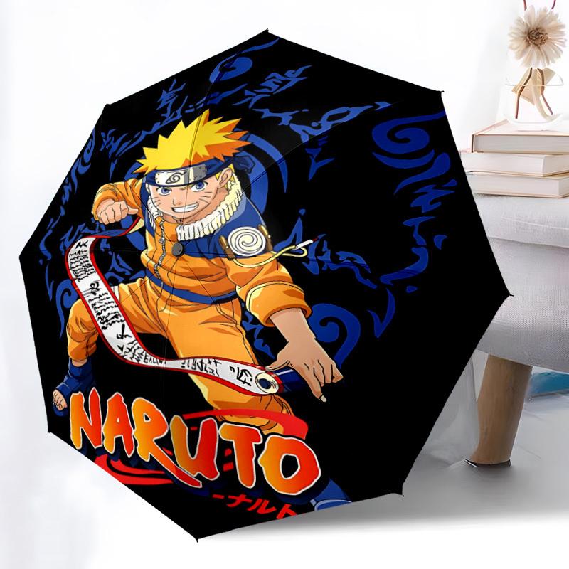 1pc Naruto Anime Automatic Folding Umbrella with 8 Bones, 3-Fold Compact Umbrella, Compact Design On-the-Go Essential, casual outdoor access