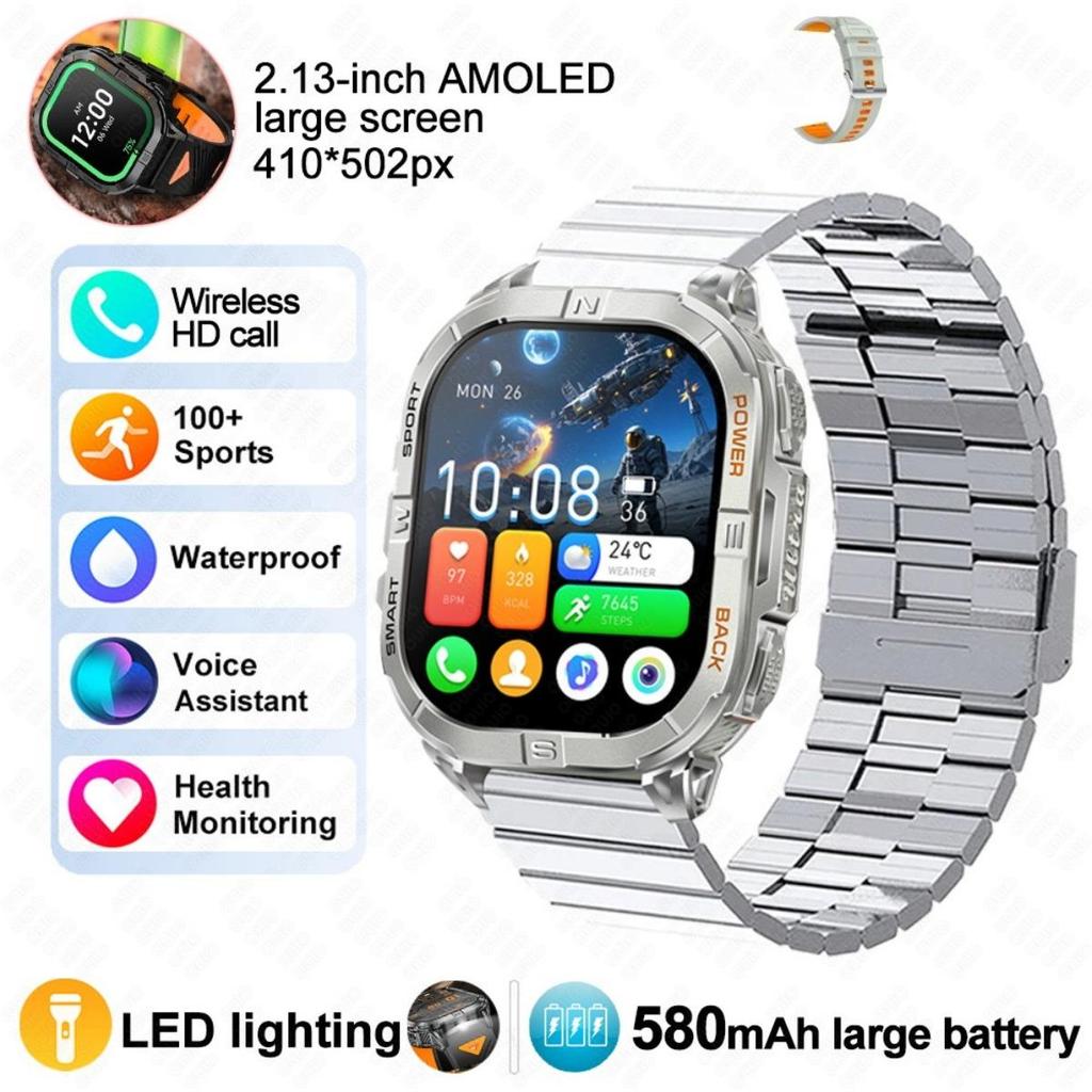 Новые умные часы GPS для улицы Барометрический компас Светодиодный фонарик 580 мАч Водонепроницаемость 3 АТМ 100+ спортивных режимов Здоровье BT-звонок Смарт-часы